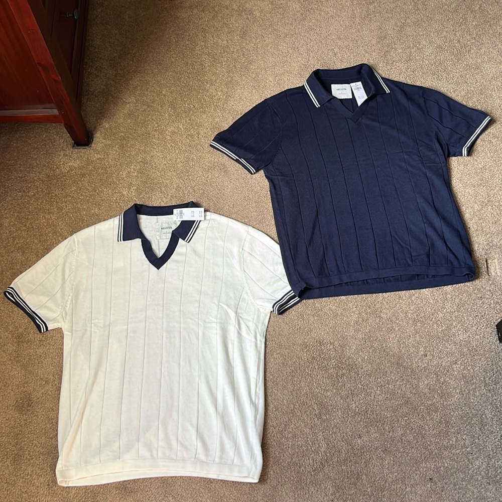 Sweater polos hollister white and blue large new